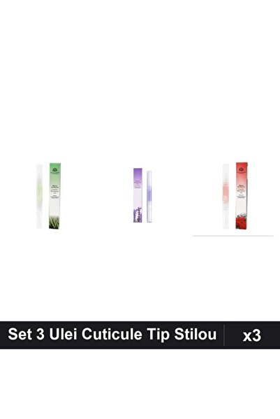global fashion Set 3 Ulei Cuticule Tip Stilou - Aloe Vera, Lavanda, Trandafir -