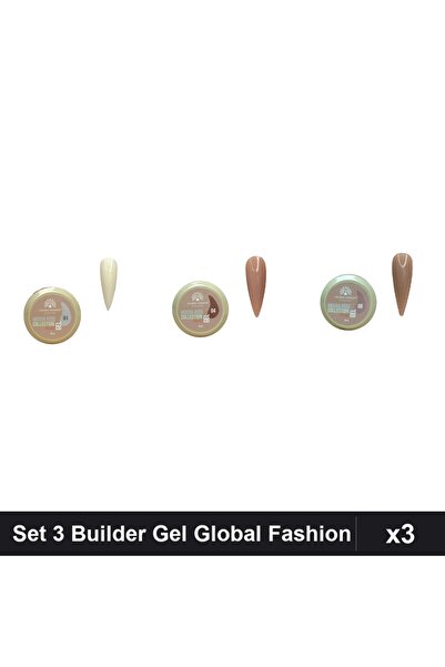 global fashion Set 3 Mocha Rose Builder Gel 15g - Nr.01 Nr.04 Nr.06