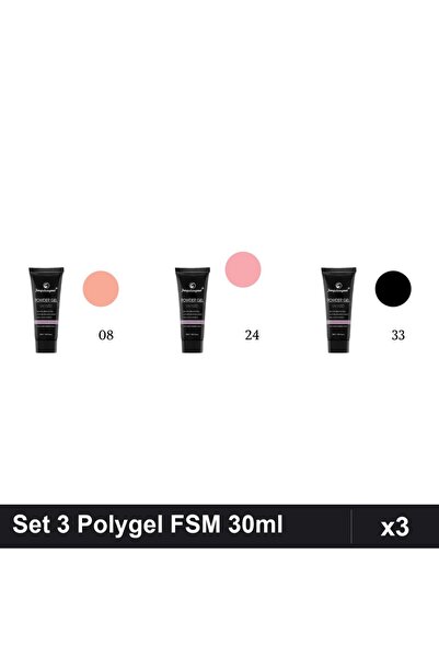 FSM Set 3 Polygel 30ml - Nr.08, Nr.24, Nr.33 - Construcție Unghii