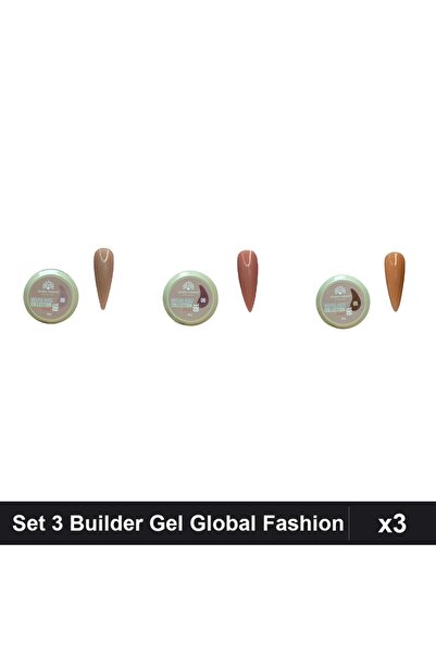 global fashion Set 3 Mocha Rose Builder Gel 15g - Nr.05, Nr.06, Nr.08