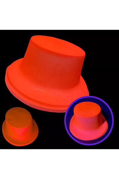 magicool Neon Party Orange Color Plastic Fedora Hat
