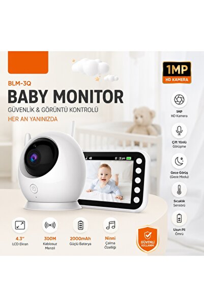 Tastech BLM-34 Mönitörlü Bebek İzleme Kamerası 4.3” Ekranlı Kablosuz IP Bebek...