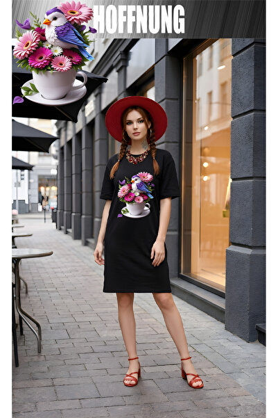 HOFFNUNG Women's Short Sleeve Crew Neck T-Shirt Dress Nightgown