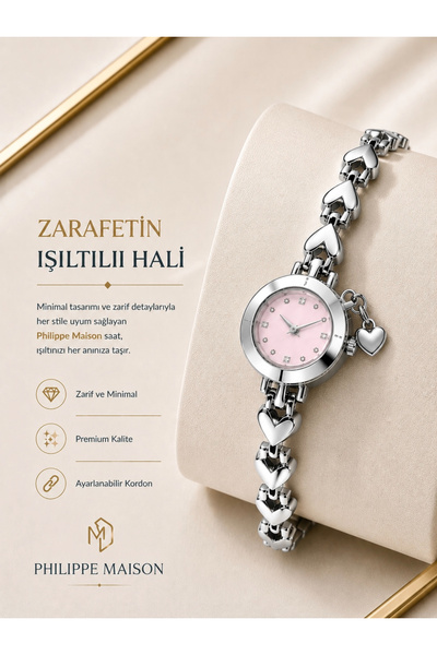 PHİLİPPE MAİSON Heart Charm Women's Wristwatch