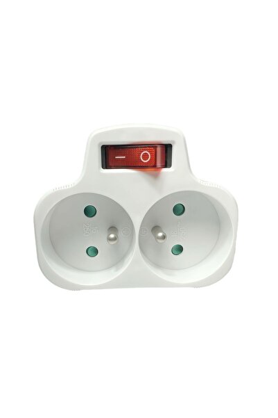 MicroConnect Adaptor cu întrerupător EU la 2 prize franceze tip E, Alb