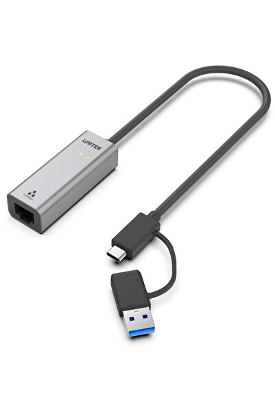 Unitek U1313CGY01 Adaptor hibrid USB-C/USB-A pentru rețea Gigabit 2.5G