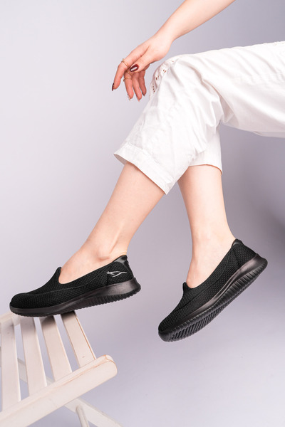 Trend Moda Kadın Siyah Sneakers Babet Ortopedik Rahat Günlük Ayakkabı