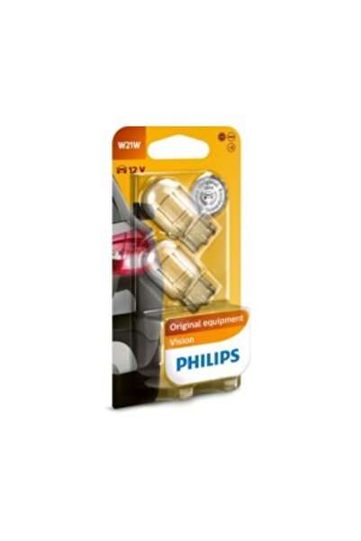 Philips Σετ 2 Becuri 12V W21W Vision Blister