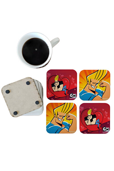 Ghostbastır Johnny Bravo Decorative Wooden Coaster Set 0118