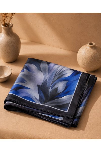 LUVINA Soft Women's Black Blue / Leaf Patterned Shawl Daily Use Soft Textured Shawl