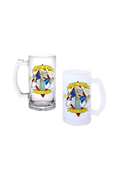 Ghostbastır Futurama Beer Glass with Handle, Available in Frosted or Transpar...