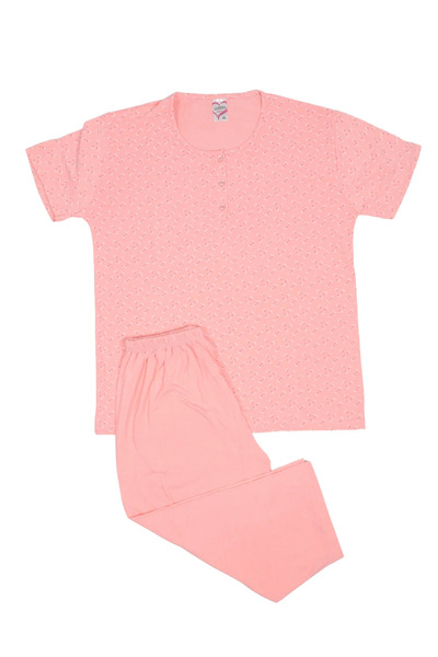 Serena Pijama damă ROZ din bumbac mânecă scurta și pantaloni 3/4