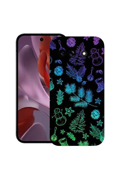 bestcase Калъф за Google Pixel 9a, Коледен десен, Тънък силиконов 0.8ММ, Удар...