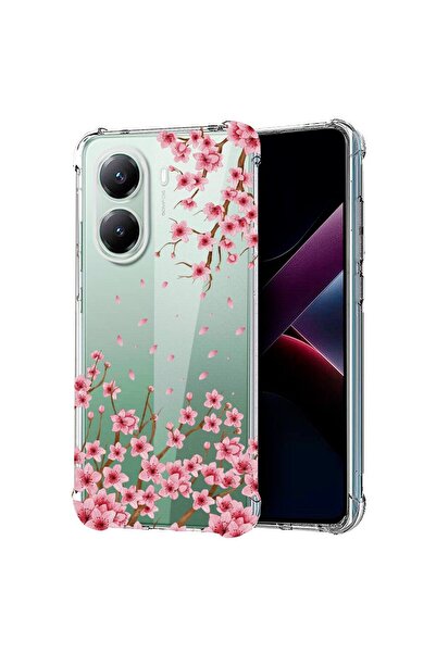 bestcase ¬Æ Husa Anti Shock Съвместима с Poco X7 Pro 5G, Флорален - Розов чер...