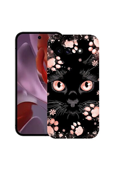 bestcase Ултра тънък TPU калъф, съвместим с Google Pixel 9a, Черна котка, 192...