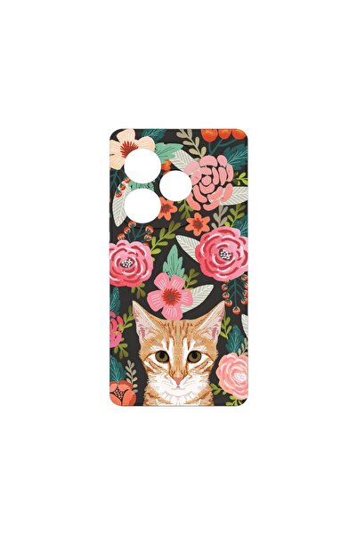 bestcase Husă Premium din Silicon, Compatibilă cu Realme GT 6, Pisică și Flor...
