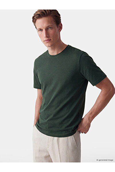 LC Waikiki Rmz Gi̇yi̇m Farkiyla Zero Roba Collar Embroidered Men's T-Shirt