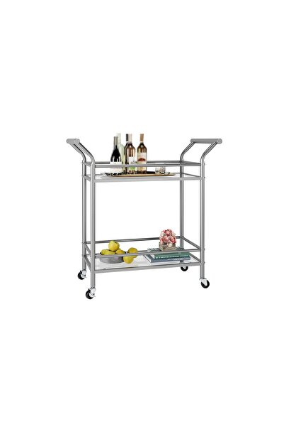 Vivense ROBİN GRİ METAL CAM SERVİS ARABASI