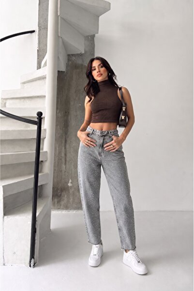 KENE JEANS ΓΚΡΙ ΤΖΙΝ ΠΑΝΤΕΛΟΝΙ ΜΕ ΚΟΜΜΑΤΑ ΑΠΟ ΠΕΤΡΑΣ ΣΤΟ ΤΕΛΕΙΟ ΜΕΡΟΣ