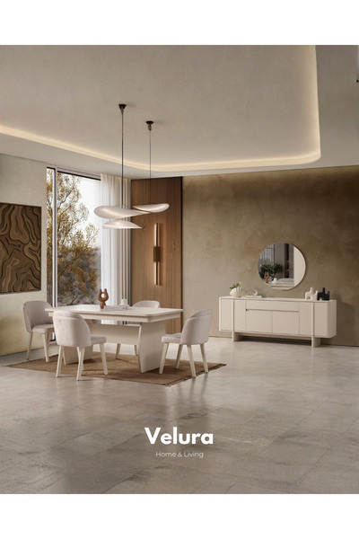 Velura Home & Living Eylül Yemek Odası Takımı - Krem (Tv Ünitesi Hariç)
