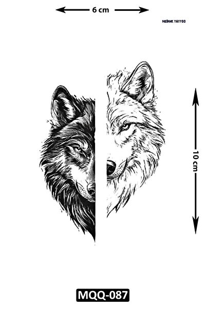 Attach MQQ-087 DİŞİ ERKEK KURT DESEN GEÇİCİ DÖVME-TATTO