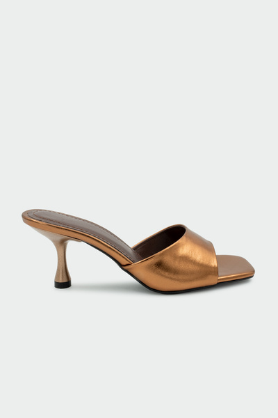 LAMİNTA Perry Blunt Toe Women's Copper Heeled Slippers