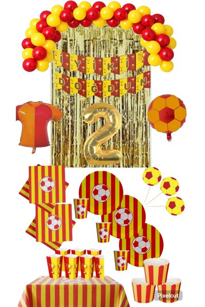 Mehca 16 Person Yellow Red (Gs) Fan Jersey 2 Year Old Foil Birthday Concept