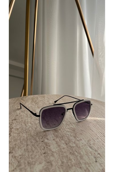SADEN Norex White Framed Square Sunglasses |   Modern Unisex Design with Uv400 Protection