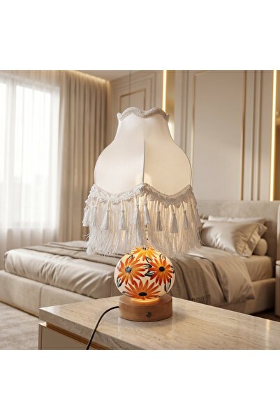 PAYİDAR MODEL Lumina Artisan: Porcelain Lampshade with Silk Hat and Floral Pa...