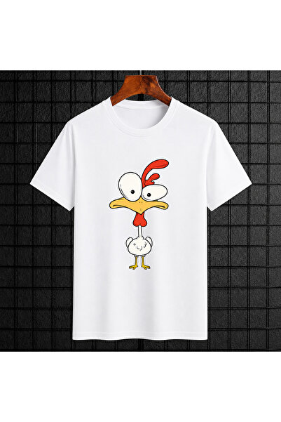 VODEXA Women's Oversize T-Shirt Chicken Printed 100% Cotton T-Shirt Comfortab...