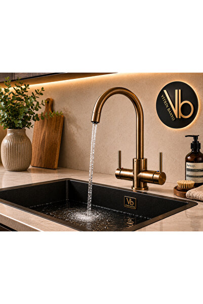 vb vitrinbanyo Premium Antique Purified Kitchen Sink Faucet – Double Outlet L...