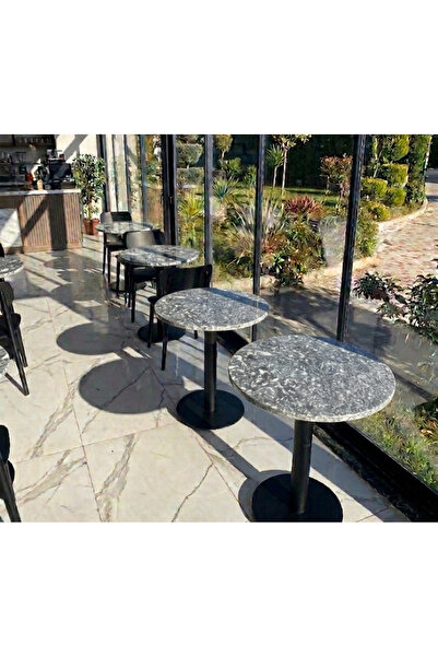 Marb & Home Kafe, Balkon, Mutfak Lüks Mermer Masa 60 cm Yuvarlak