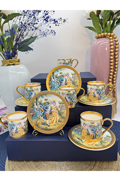 LIMOGES طقم قهوة ذهبي عيار 24 قيراط