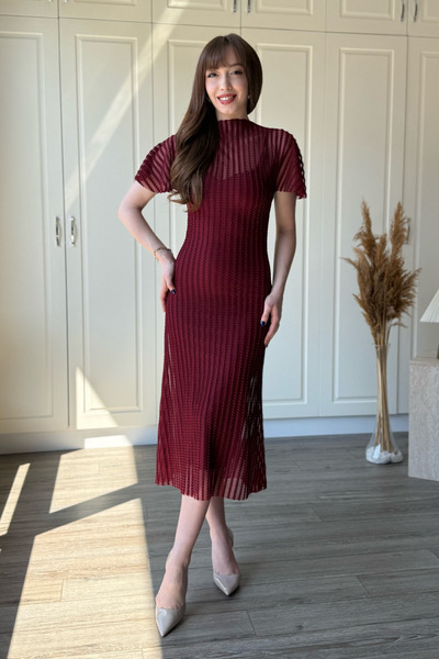 Dilay Gökoğlu Butik Lined Midi Dress with Stripe Detail
