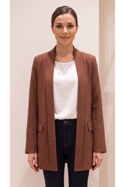 GAMZE ALPTEKİN Premium Pocket Detail Shawl Collar Jacket Sleeveless Blouse Do...