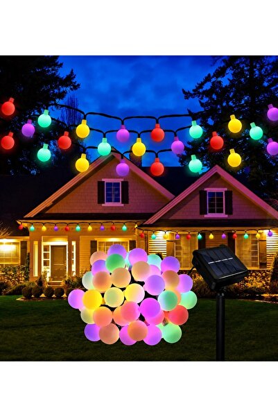 NİSİBİS HOME 50 Led 7 Metre Renkli Solar Güneş Enerjili Bahçe Teras Balkon Ağ...