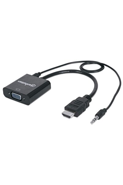 MANHATTAN Cablu convertor HDMI la VGA (cu audio), 1080P, 30 cm, tată la mamă,...