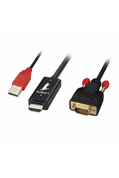 LİNDY Cablu HDMI la VGA cu USB Tip A pentru alimentare 1080p 1m