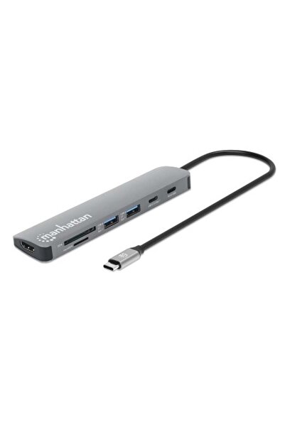 MANHATTAN USB-C PD la HDMI 7-în-1 4K Stație de andocare gri
