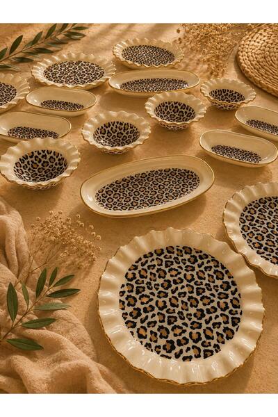 GÜRCÜGLASS Leopar Model 16 Piece Breakfast Set