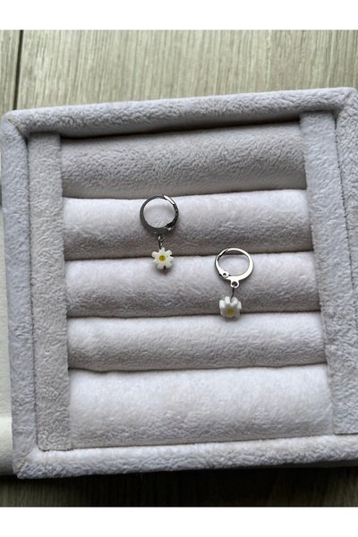 Pel Design Daisy Natural Stone Chalcedony Hoop Earrings Handmade