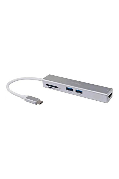 EQUIP Adaptor USB-C->HDMI/2xUSB3.0/SD/TF 4K/ 30Hz 0.15m Alu.