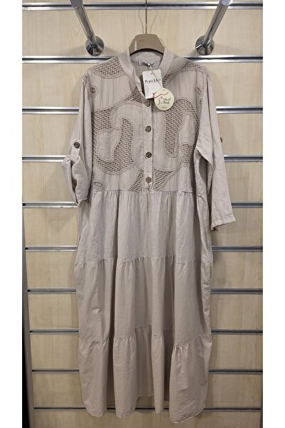 Park Moda Italian Linen Dress with Mesh Detail