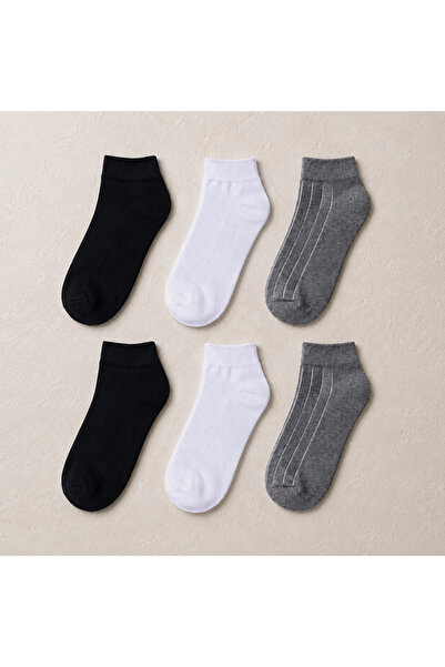 DEMAS ÇORAP 6 Çift Pamuklu Basic Fitilli Patik Çorap Unisex