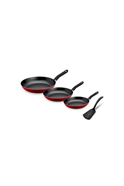 Tradeo Non Stick Fry Pan Set 3 Piece Aluminium Cookware with Spatula 20 22 24...