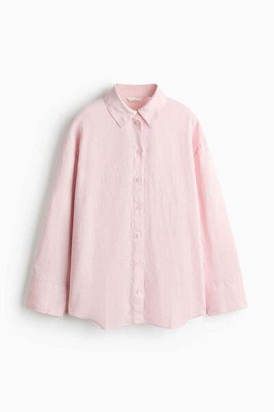 H&M قميص كتان كبير الحجم