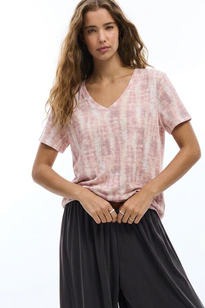EFFE V-Neck Basic Viscose Blend T-Shirt