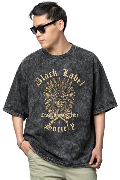 SEVBANO Tricou unisex supradimensionat, vintage, lavabil, cu imprimeu Black L...