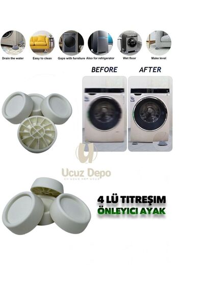 Genel Markalar Beyaz Eşya Altlığı Ayağı 4 Adet Çamaşır Bulaşık Makinası Buzdo...