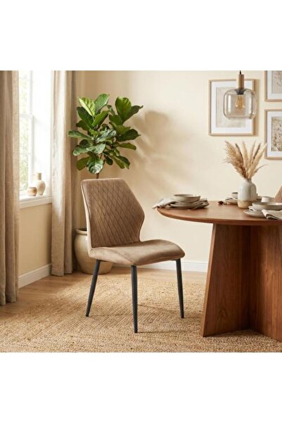 BAYTI Single Velvet Chair - Beige